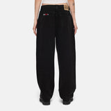 Back half body photo of model wearing the Washed Canvas Big Ol' Jeans - Black.