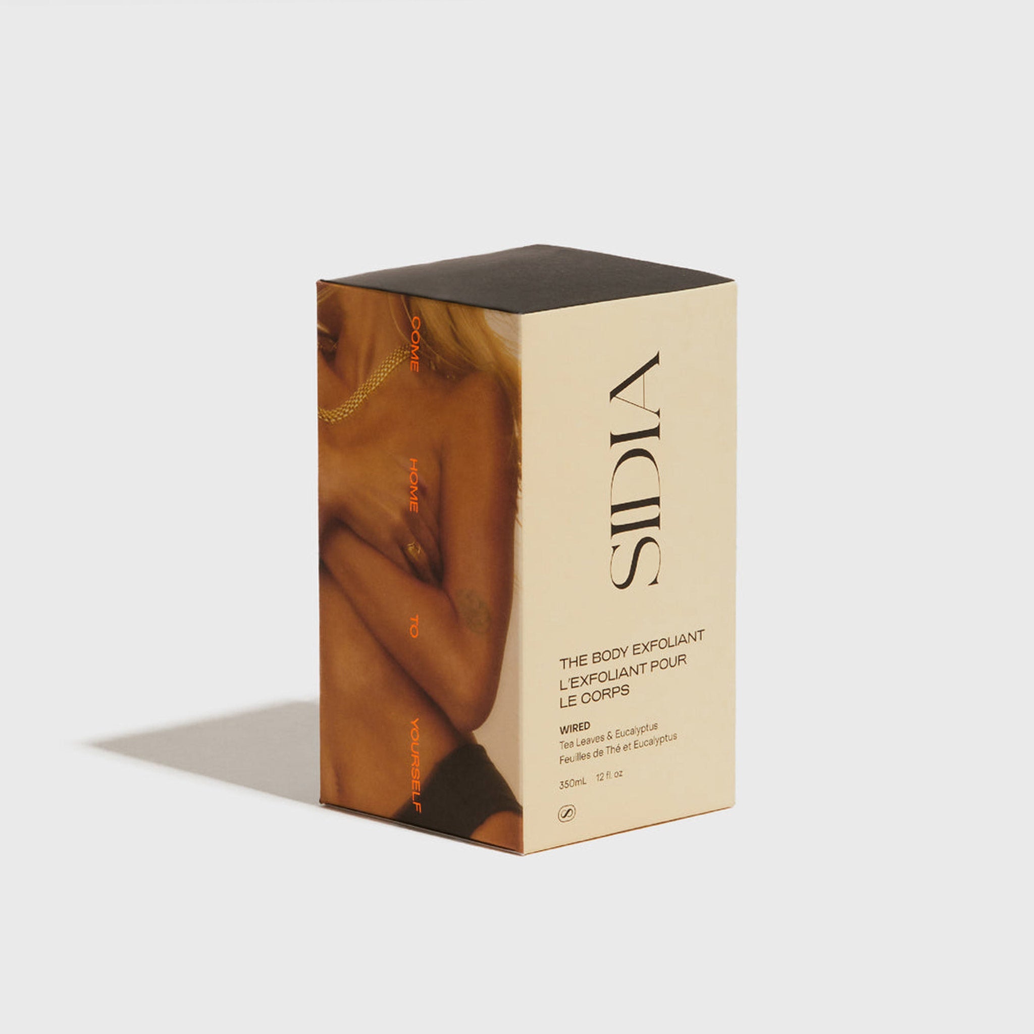 Flat photo of of the box for the Body Exfoliator.