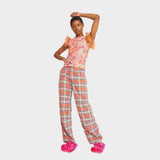 Clover Pant - Coral Plaid