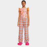 Clover Pant - Coral Plaid