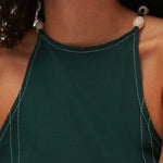 Close detail photo of the Drapey Maxi Dress - Trekking Green.
