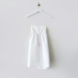 Close flat hanging photo  of the Lace-Back Jacquard Mini Dress - White.