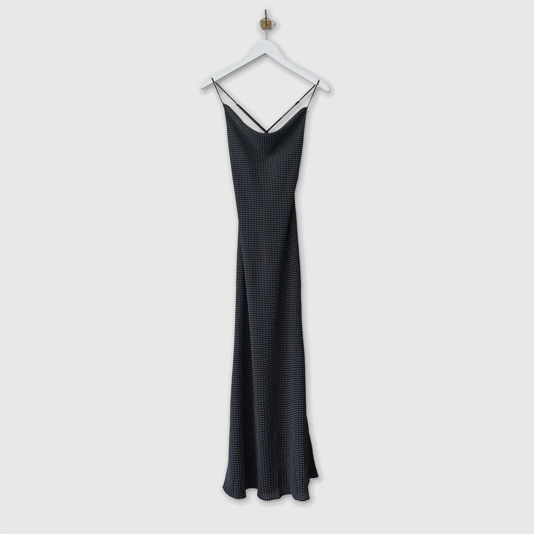strapless open back dress Misc Etc - Chiffon Polka Dot Slip Dress