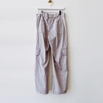Back flat hanging photo of the Mid-Rise Wide Leg Cargo Pants - Grey.