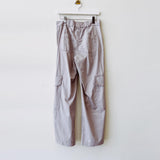 Back flat hanging photo of the Mid-Rise Wide Leg Cargo Pants - Grey.