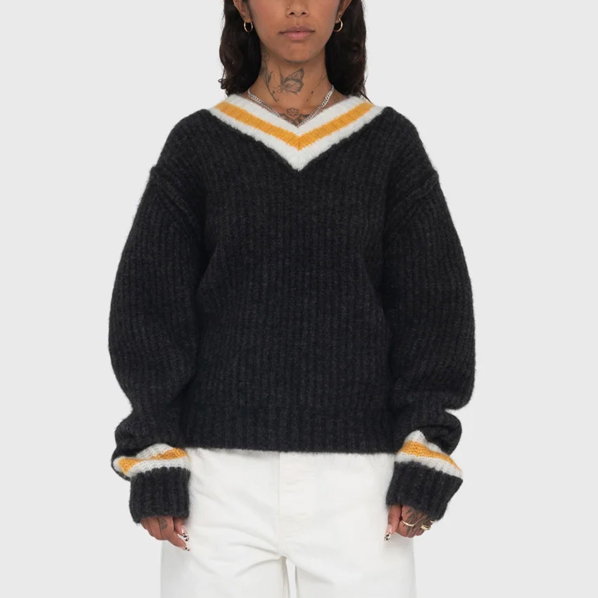 Stussy - Mohair Tennis Sweater - Charcoal | available at LCD