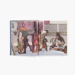 Interior page of Noah Davis: In Detail featuring a Noah Davis painting depicting figures in various states of undress, sunning themselves.