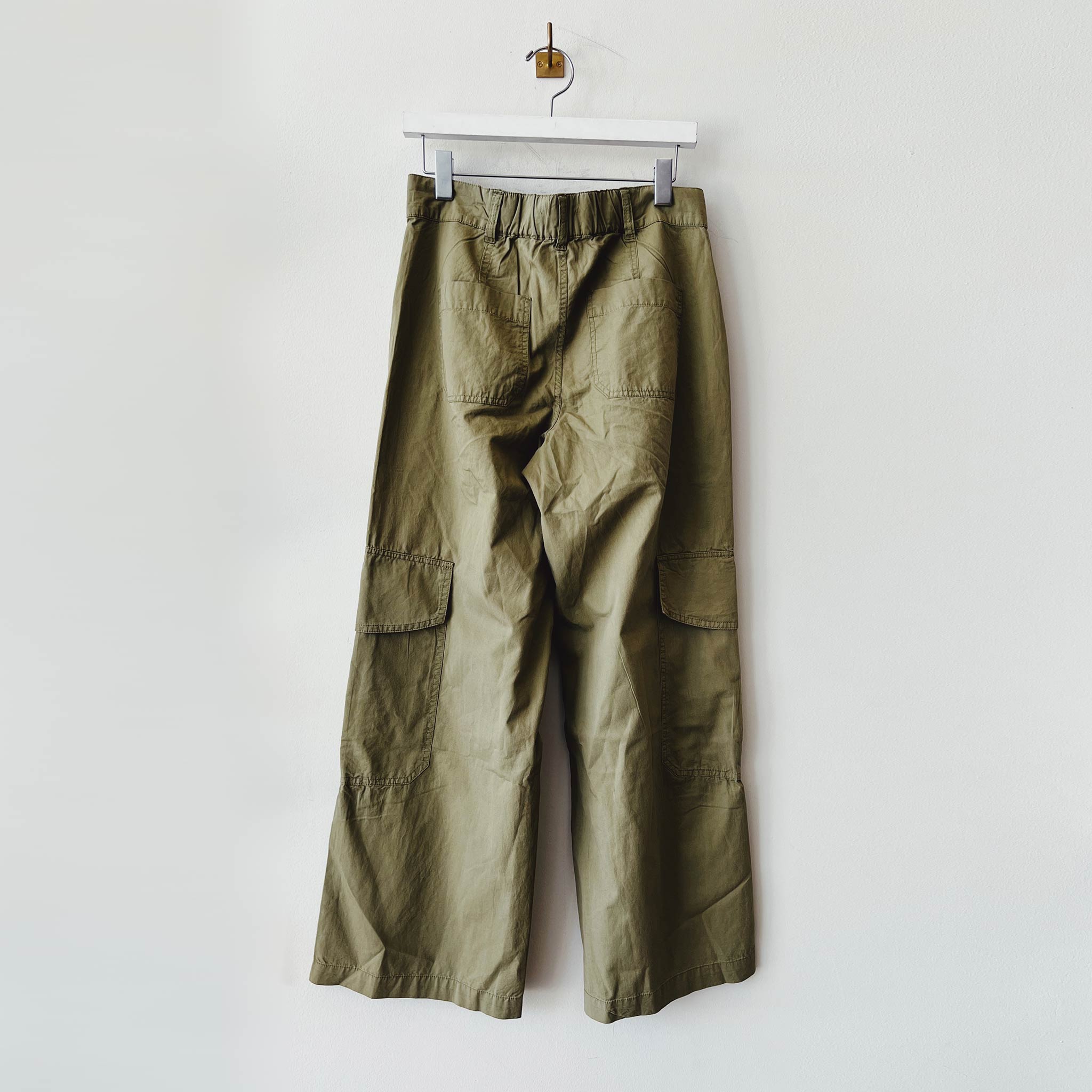 Flat black photo of the Wide Leg Cargo Pant - Martini Olive.