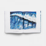 Flat photo of a page in the Point Break: Raymond Pettibon, Surfers and Waves book.