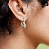 Rhinestone Heart Earrings - Lime