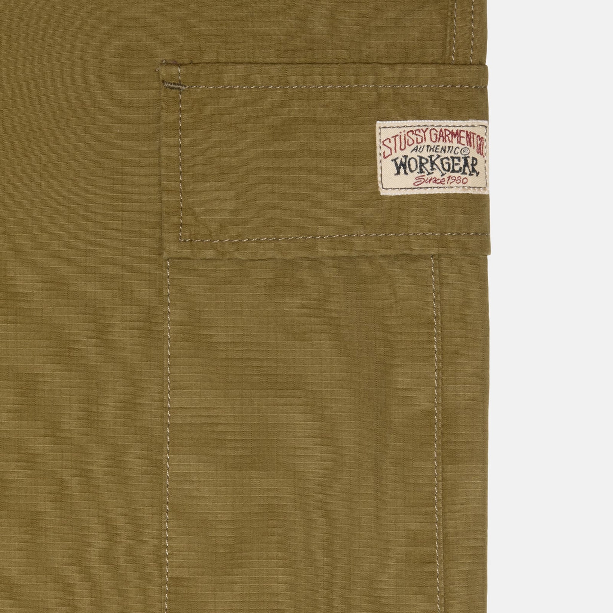 Close detail photo of the Ripstop Cargo Beach Pant - Lizard.