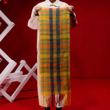 Sliced Wool Scarf - Orange Checks