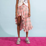 Florist Skirt - Pink Plaid