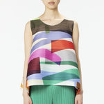 Close half body photo of model wearing the May - Path Top.