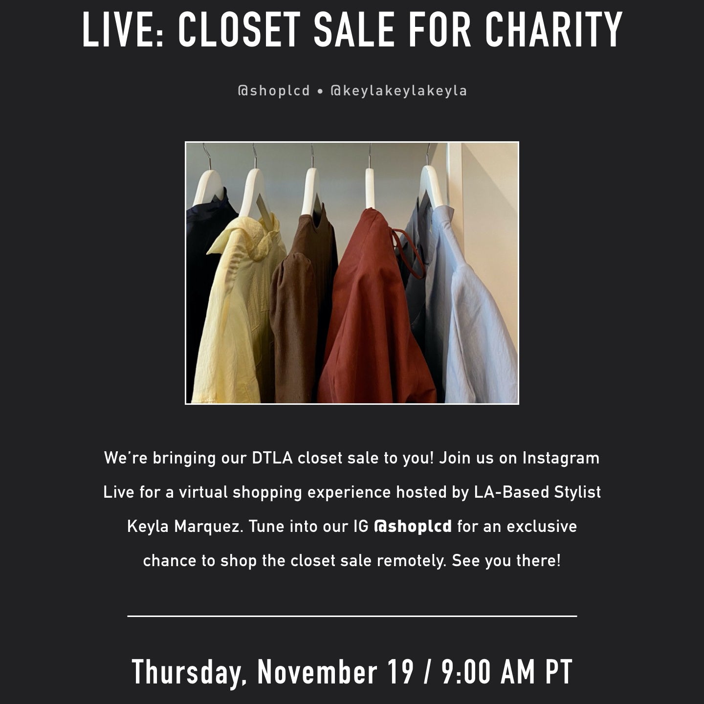 IG Live Shopping: Closet Sale for Charity