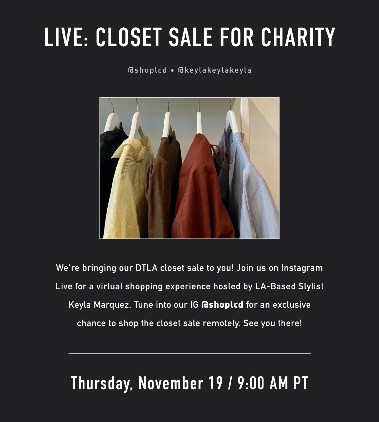 IG Live Shopping: Closet Sale for Charity