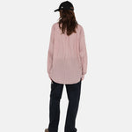 Back full body photo of model wearing the Lightweight Classic Shirt - Brick.