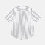 Back flat photo of the Boxy Striped SS Shirt - Off White Stripe.