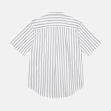 Back flat photo of the Boxy Striped SS Shirt - Off White Stripe.