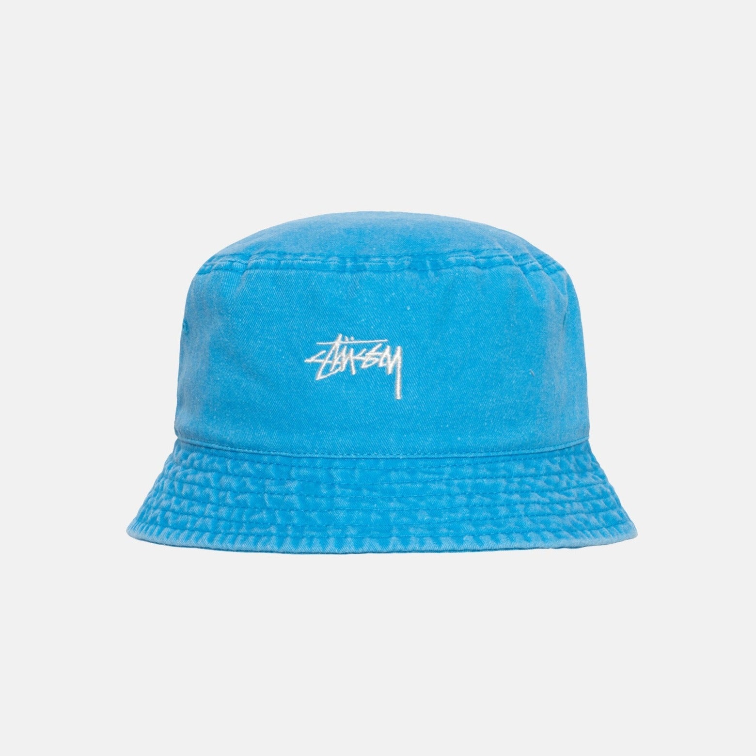 Flat detail front photo of the Washed Stock Bucket Hat - Ocean.