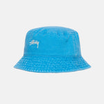 Side detail photo of the Washed Stock Bucket Hat - Ocean.