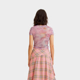 Arc Mesh S/S Top - Molten Flowers