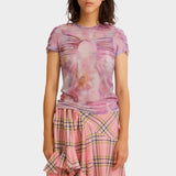 Arc Mesh S/S Top - Molten Flowers