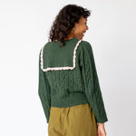 Back half body photo of model wearing the Auto Sweater.