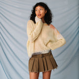 Belted Pleated Mini Skirt - Khaki