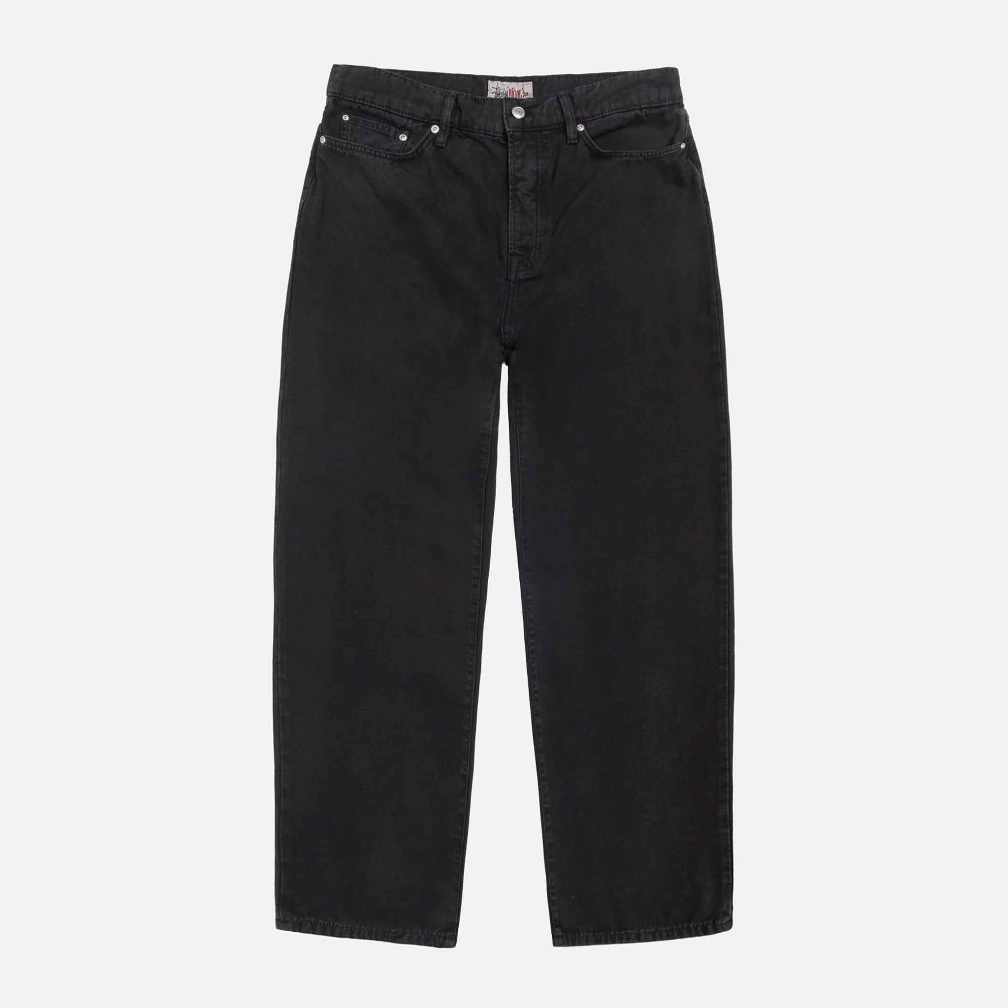 Close flat photo of the Washed Canvas Big Ol' Jeans - Black.