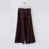 Contrast Stitch Cargo Pants - Black