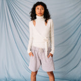 Brushed Alpaca Wrap Sweater - Egret