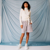 Brushed Alpaca Wrap Sweater - Egret