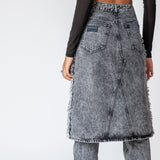 Snow Washed Combo Skirt Jeans