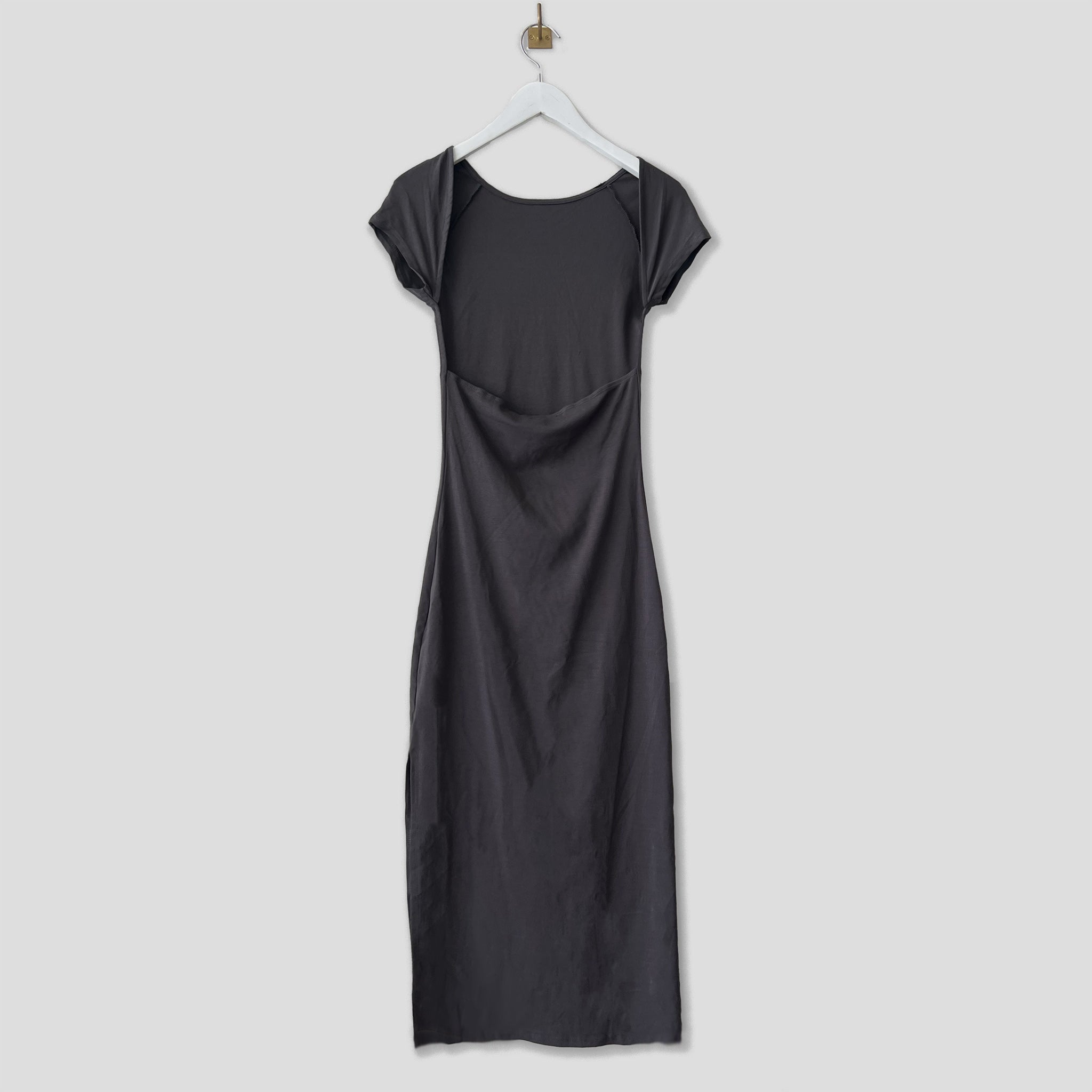 Back hanging photo of the Low Back Easy Dress - Slate.
