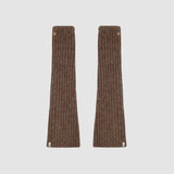 Flat Photo of the brown knit leg warmers.