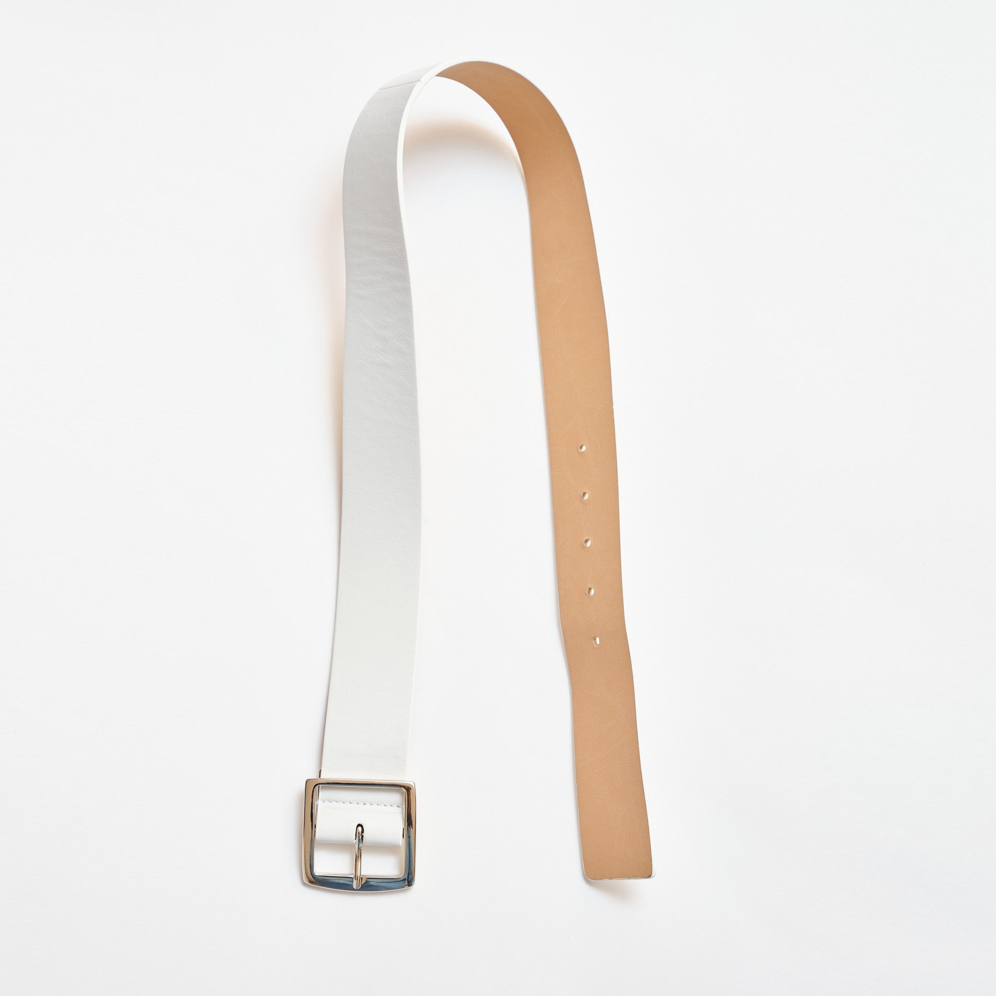 Front view of the white Pablo Belt from Maryam Nassir Zadeh - alternate view.