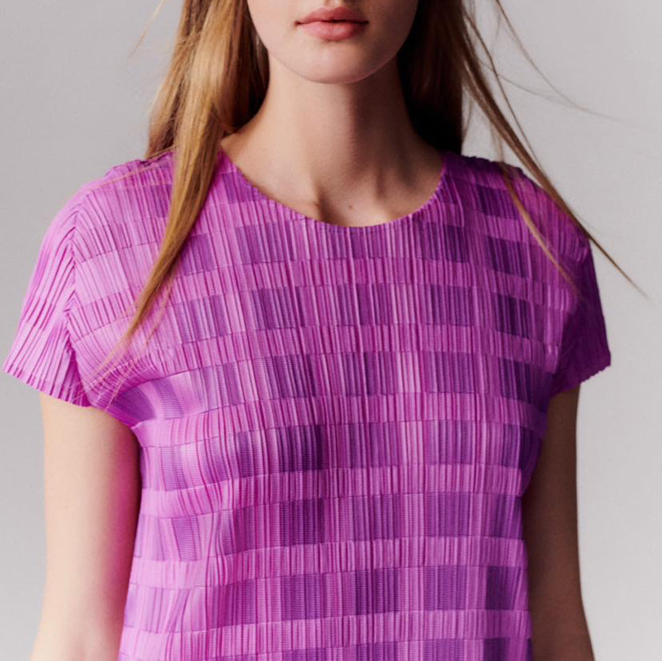 Close detail photo of model wearing the Pace Dress - Pink.
