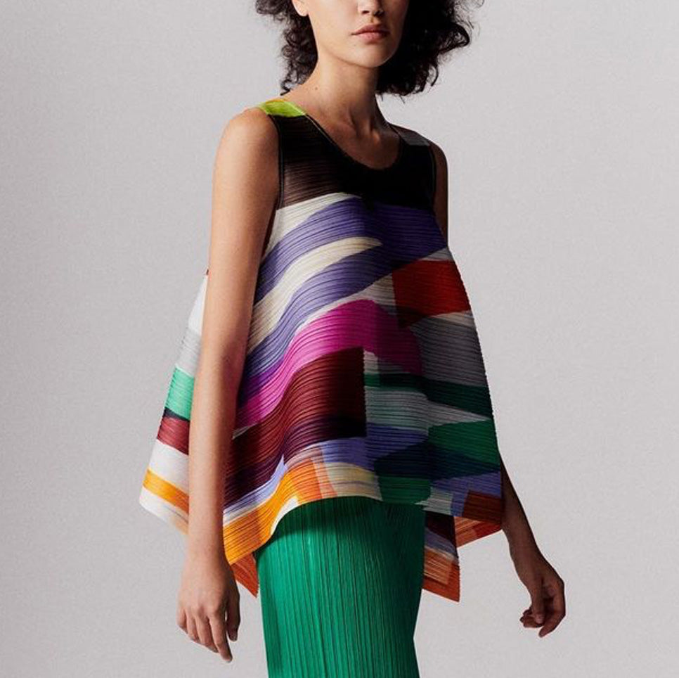 Side detail photo of model wearing the May - Path Top..