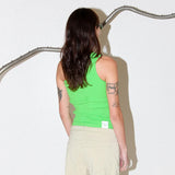 Pierced One Shoulder Rib Tank in Lime