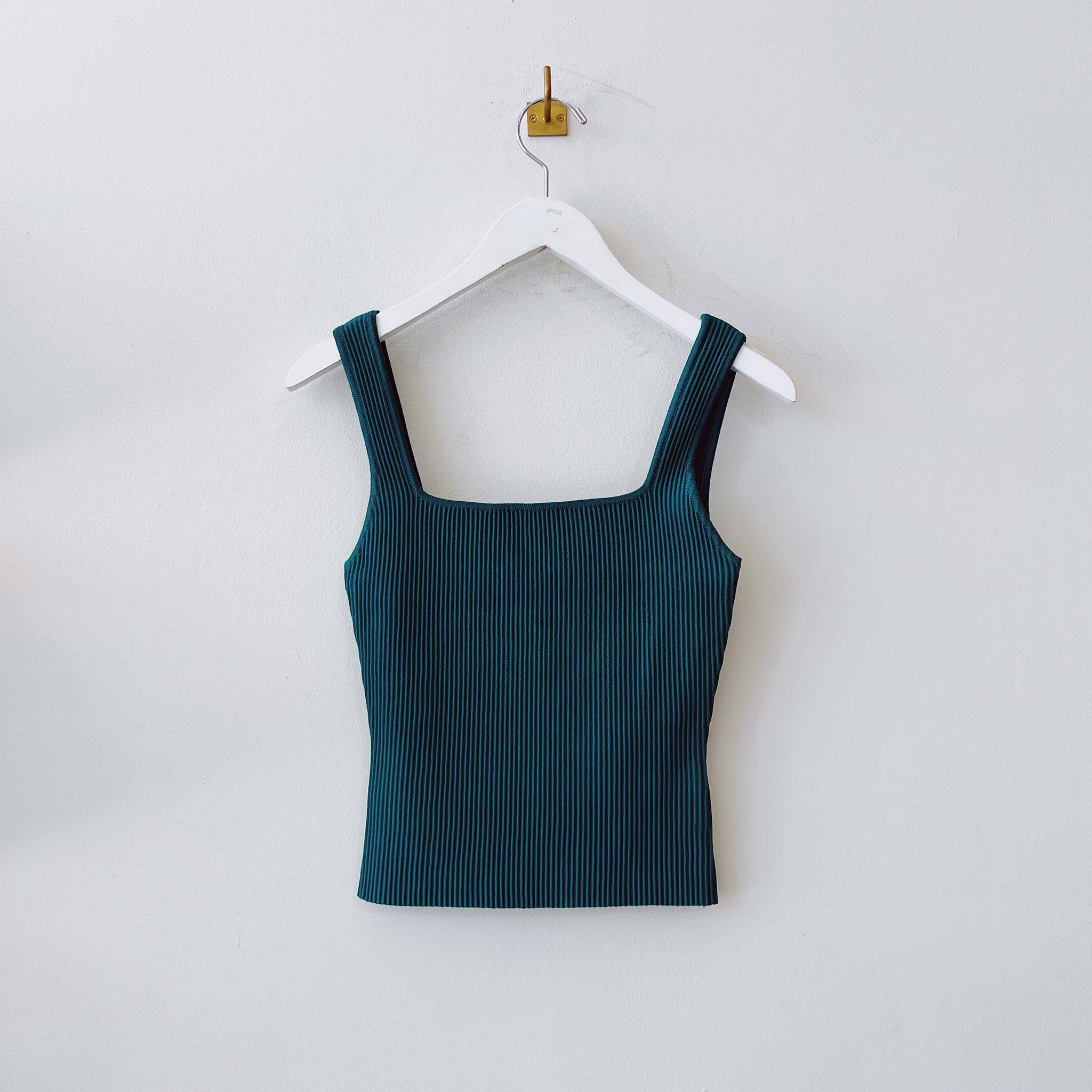 Front flat photo of the Sculpted Square Neck Tank - Green.