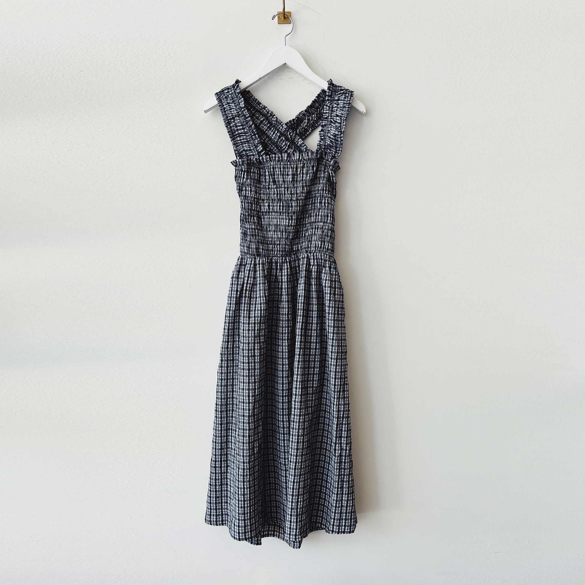 Close flat photo of the Smocked Bodice Checked Dress.