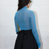 Split Turtleneck in Kiwi & Turquoise