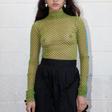 Split Turtleneck in Kiwi & Turquoise