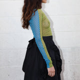 Split Turtleneck in Kiwi & Turquoise