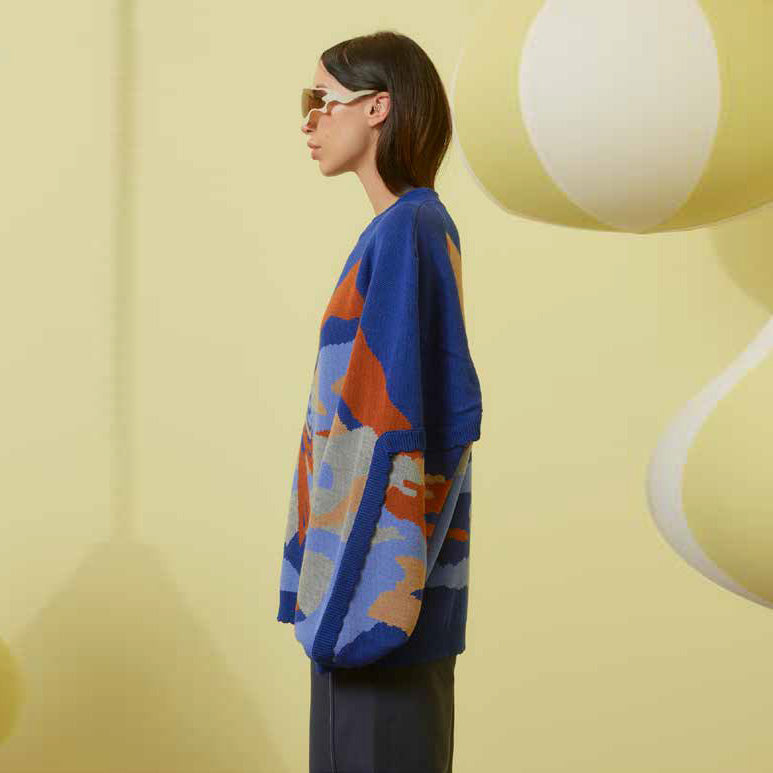 HENRIK VIBSKOV デザイン柄 長袖セーター Tomato Knit Sweater