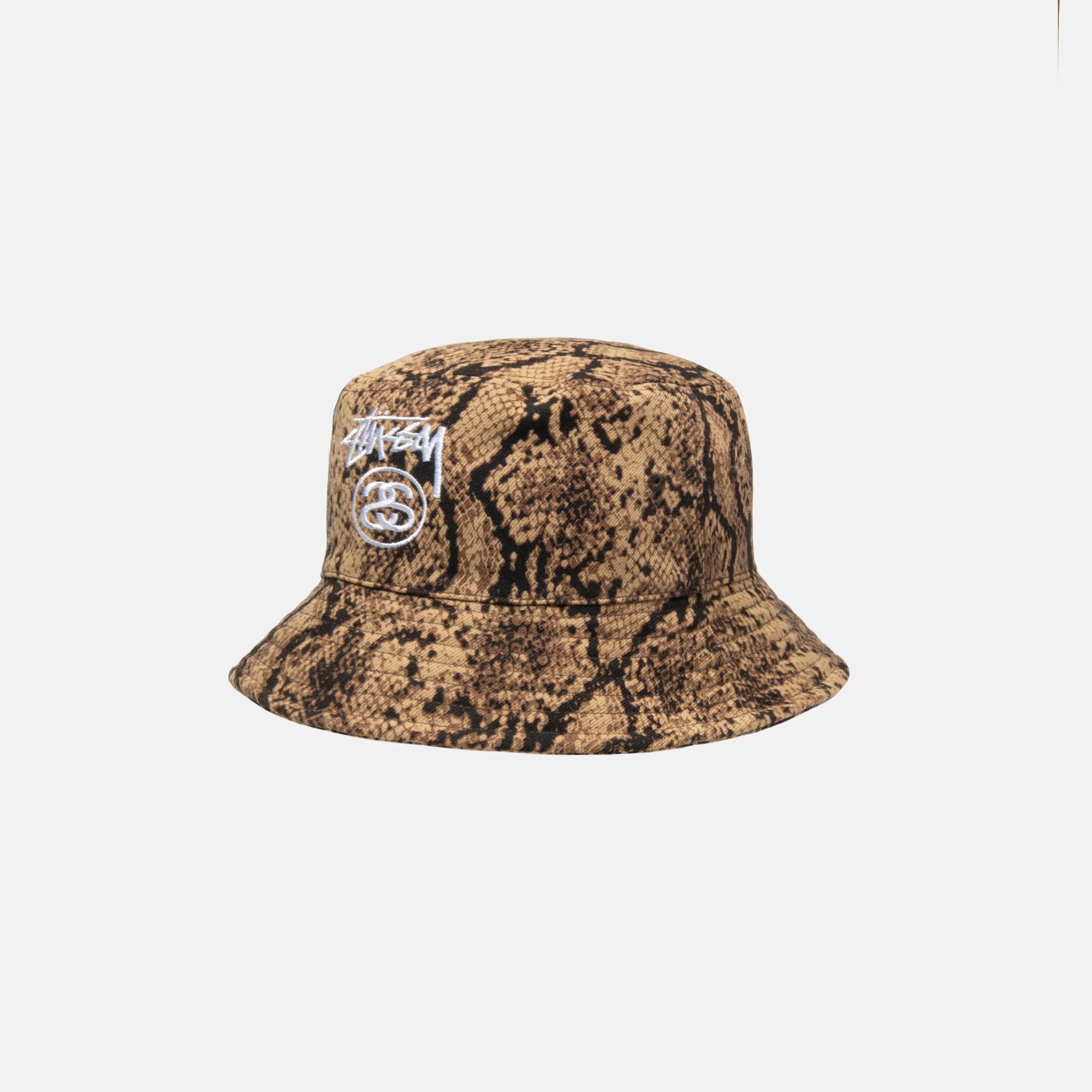Side photo of the Stock Lock Deep Bucket Hat - Brown.