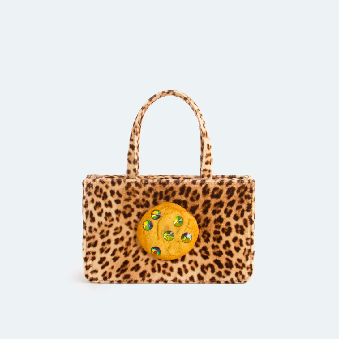 Close detail photo of the Small Cookie Bag - Leopard Velvet.