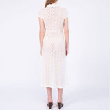 Back full body photo of model wearing the Choice Dress - Ivory.