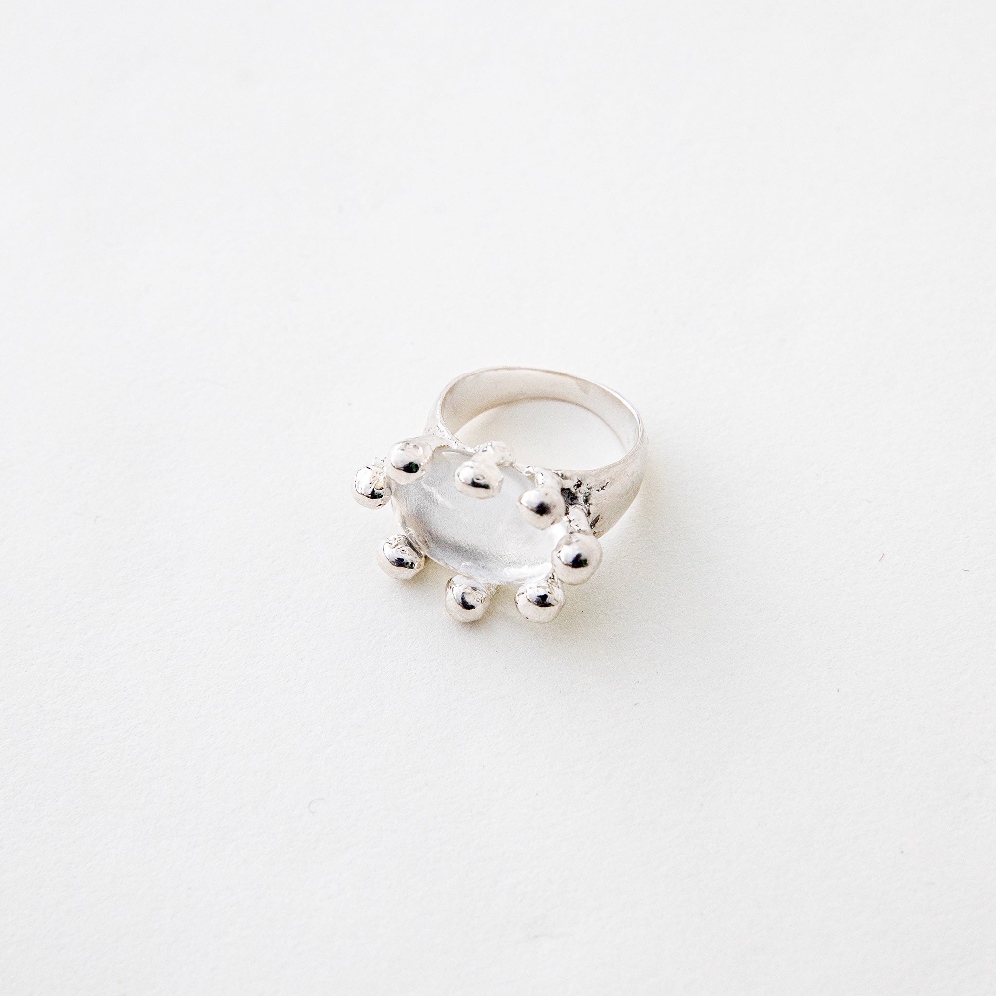 Close detail photo of the Diva Ring - Sterling Silver White Crystal.
